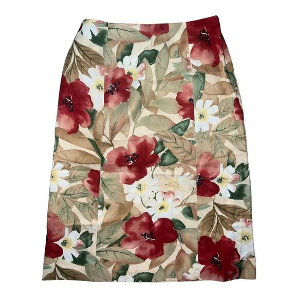 Talbots Multicolor Silk Skirt Water Color Floral Lined A-Line Size 6 EUC - Picture 1 of 6